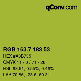 カラーコード: RGB 163.7 183 53 | qconv.com