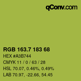 カラーコード: RGB 163.7 183 68 | qconv.com