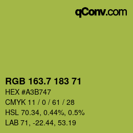 カラーコード: RGB 163.7 183 71 | qconv.com