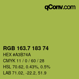 カラーコード: RGB 163.7 183 74 | qconv.com