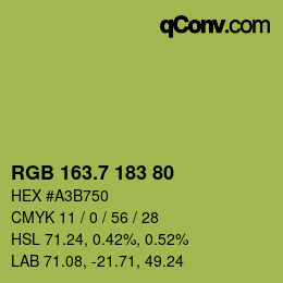カラーコード: RGB 163.7 183 80 | qconv.com