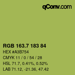 カラーコード: RGB 163.7 183 84 | qconv.com