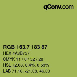 カラーコード: RGB 163.7 183 87 | qconv.com