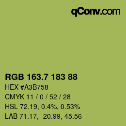 カラーコード: RGB 163.7 183 88 | qconv.com