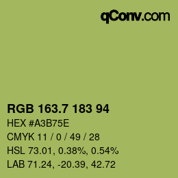 カラーコード: RGB 163.7 183 94 | qconv.com