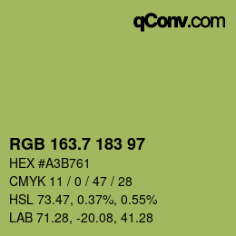 カラーコード: RGB 163.7 183 97 | qconv.com