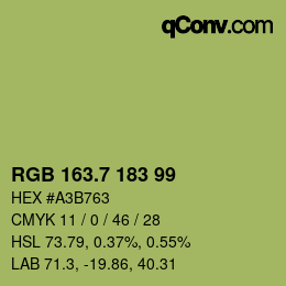カラーコード: RGB 163.7 183 99 | qconv.com