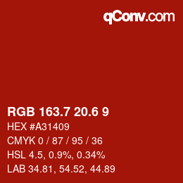 カラーコード: RGB 163.7 20.6 9 | qconv.com