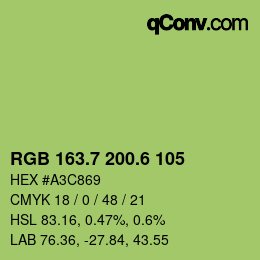 カラーコード: RGB 163.7 200.6 105 | qconv.com