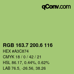 カラーコード: RGB 163.7 200.6 116 | qconv.com