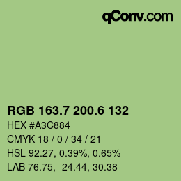 カラーコード: RGB 163.7 200.6 132 | qconv.com