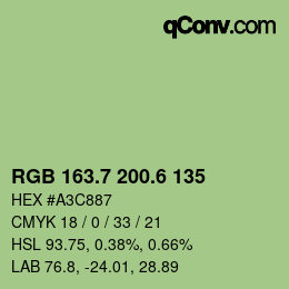 カラーコード: RGB 163.7 200.6 135 | qconv.com