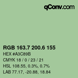 カラーコード: RGB 163.7 200.6 155 | qconv.com