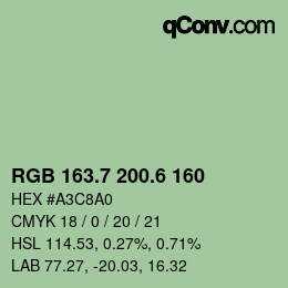 カラーコード: RGB 163.7 200.6 160 | qconv.com