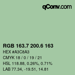 カラーコード: RGB 163.7 200.6 163 | qconv.com