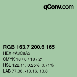 カラーコード: RGB 163.7 200.6 165 | qconv.com