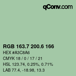 カラーコード: RGB 163.7 200.6 166 | qconv.com
