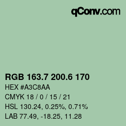 カラーコード: RGB 163.7 200.6 170 | qconv.com
