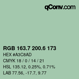 カラーコード: RGB 163.7 200.6 173 | qconv.com