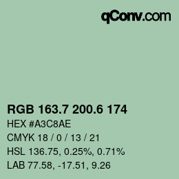 カラーコード: RGB 163.7 200.6 174 | qconv.com