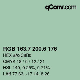カラーコード: RGB 163.7 200.6 176 | qconv.com