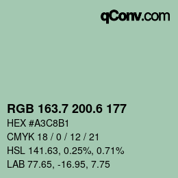 カラーコード: RGB 163.7 200.6 177 | qconv.com
