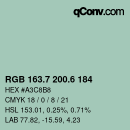 カラーコード: RGB 163.7 200.6 184 | qconv.com
