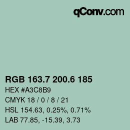 カラーコード: RGB 163.7 200.6 185 | qconv.com