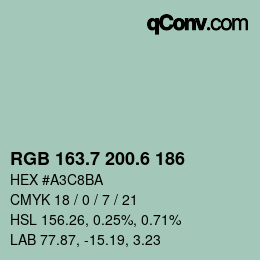 カラーコード: RGB 163.7 200.6 186 | qconv.com