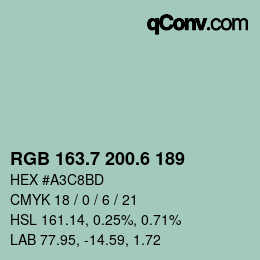 カラーコード: RGB 163.7 200.6 189 | qconv.com