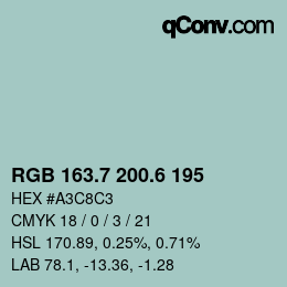 カラーコード: RGB 163.7 200.6 195 | qconv.com