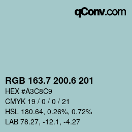カラーコード: RGB 163.7 200.6 201 | qconv.com