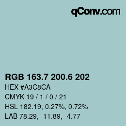 カラーコード: RGB 163.7 200.6 202 | qconv.com