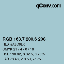 カラーコード: RGB 163.7 200.6 208 | qconv.com