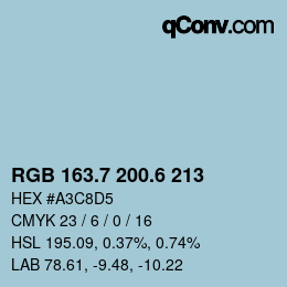 カラーコード: RGB 163.7 200.6 213 | qconv.com