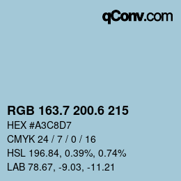 カラーコード: RGB 163.7 200.6 215 | qconv.com