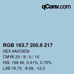 カラーコード: RGB 163.7 200.6 217 | qconv.com