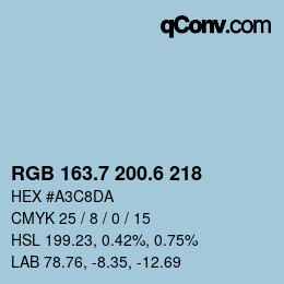 カラーコード: RGB 163.7 200.6 218 | qconv.com
