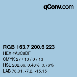 カラーコード: RGB 163.7 200.6 223 | qconv.com