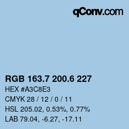 カラーコード: RGB 163.7 200.6 227 | qconv.com