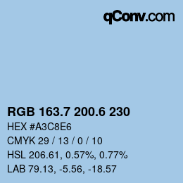 カラーコード: RGB 163.7 200.6 230 | qconv.com