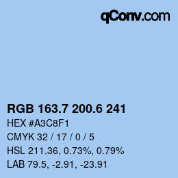 カラーコード: RGB 163.7 200.6 241 | qconv.com