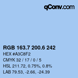 カラーコード: RGB 163.7 200.6 242 | qconv.com