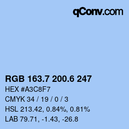 カラーコード: RGB 163.7 200.6 247 | qconv.com