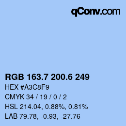 カラーコード: RGB 163.7 200.6 249 | qconv.com