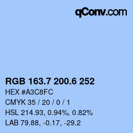 カラーコード: RGB 163.7 200.6 252 | qconv.com