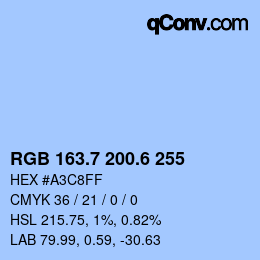 カラーコード: RGB 163.7 200.6 255 | qconv.com