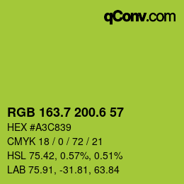 カラーコード: RGB 163.7 200.6 57 | qconv.com