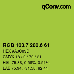 カラーコード: RGB 163.7 200.6 61 | qconv.com