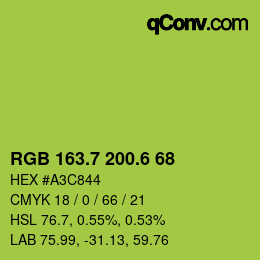 カラーコード: RGB 163.7 200.6 68 | qconv.com